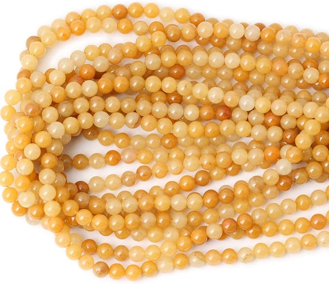 60PCS 6mm Natural Yellow Jade Gemstone Round Loose Beads - Image 3