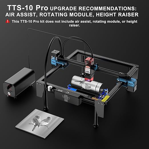TTS-10 PRO 10000mW Laser Engraver Machine Usongshine 12Pcs DIY Unfinished Wooden Tool Engraving Machine for Usongshine Nema 17 Stepper Motor 42BYGH 500mm Honeycomb Laser Bed (10W)