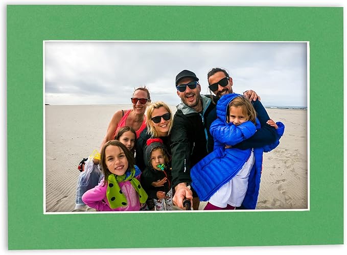11x14 Mat for 8.5x11 Photo - Precut Bright Green Picture Matboard for Frames Measuring 11 x 14 Inches - Bevel Cut Matte to Display Art Measuring 8.5 x 11 Inches - Acid Free Pack of TEN MATS
