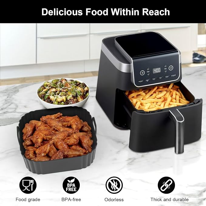 Square Silicone Air Fryer Liners 2 Pack, Compatible - Image 7