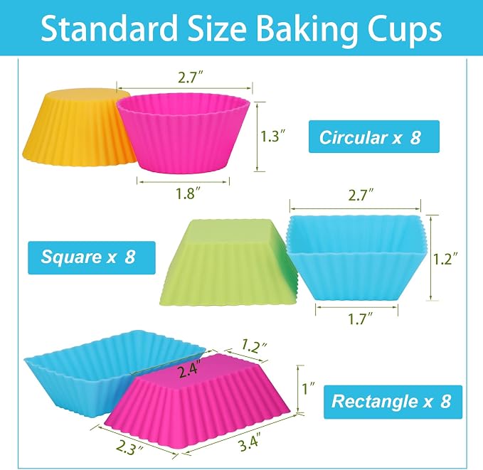 24Pack Silicone Muffin Cups, Reusable Cupcake Liners Molds - Image 5