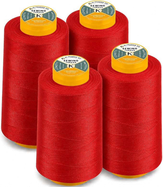AK TRADING CO. 4-Pack Red All Purpose Sewing Thread Cones of High Tensile by Fabrics%7CEventDecor%7CCrafts%7CUpholsteryFoam