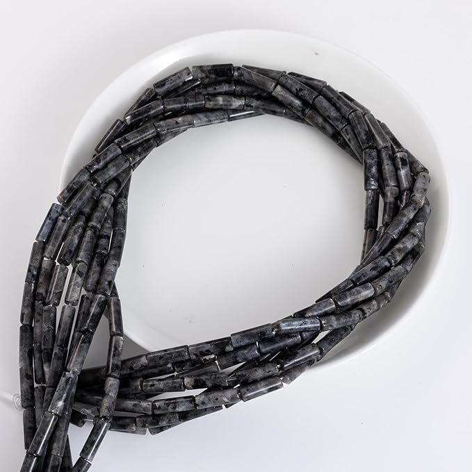 Natural Black Spectrolite Cylinder Tube Beads 4x13mm 38cm/str Loose Semi Gemstone Stone Beads for Making Bracelets Necklace Earrings