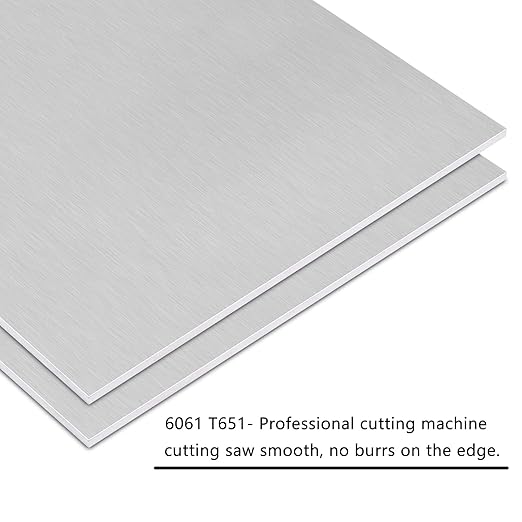 2Pack 6061 T651 Aluminum Sheet Metal 6 x 12 x 1/4 (6MM) Inch Flat Plain Aluminum Plate Covered with Protective Film, Heat Treatable Rectangle Aluminum Metal Plate for Crafting, Industrial