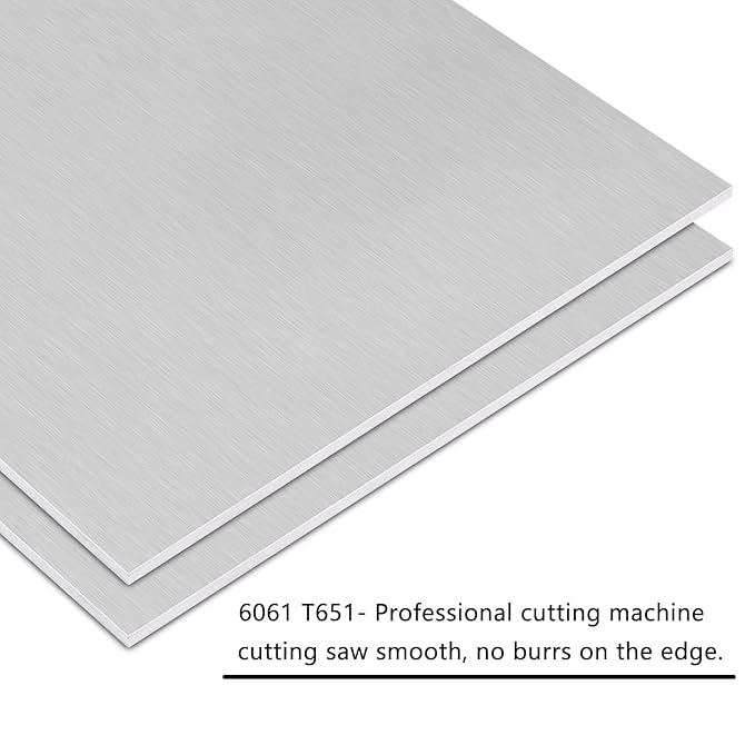 2Pack 6061 T651 Aluminum Sheet Metal 6 x 12 x 1/8 (0.125) Inch Flat Plain Aluminum Plate Covered with Protective Film, Heat Treatable Rectangle 3MM Aluminum Metal Plate for Crafting, lndustry