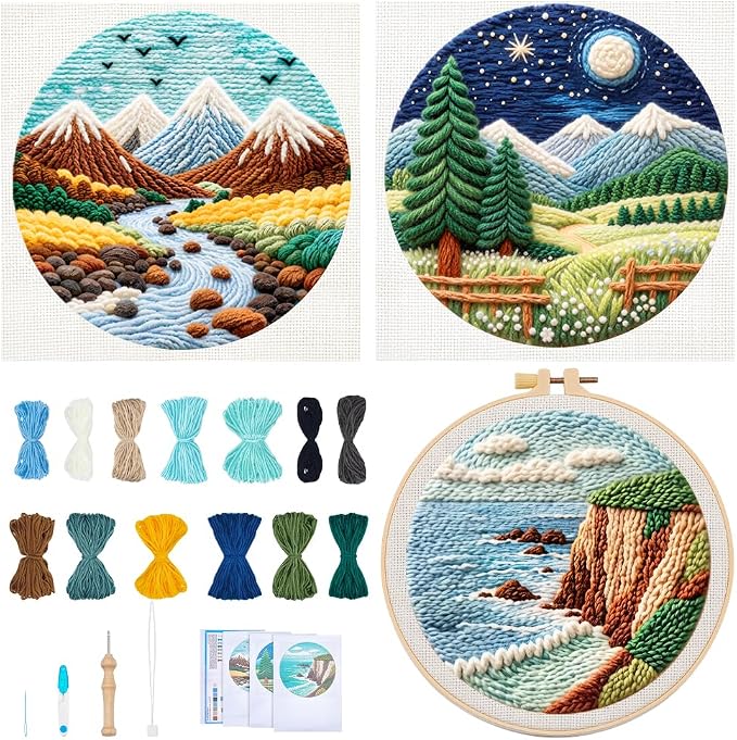 BEUNITONE 3PCS Landscape Punch Needle Kit by BEUNITONE