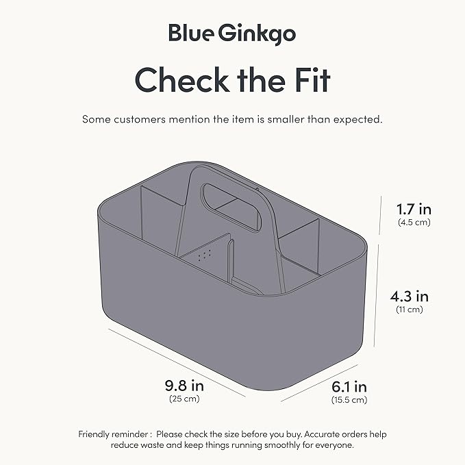 BLUE GINKGO Stackable Organizer Caddy, Dark Grey, Made in Korea | Portable. - Image 3