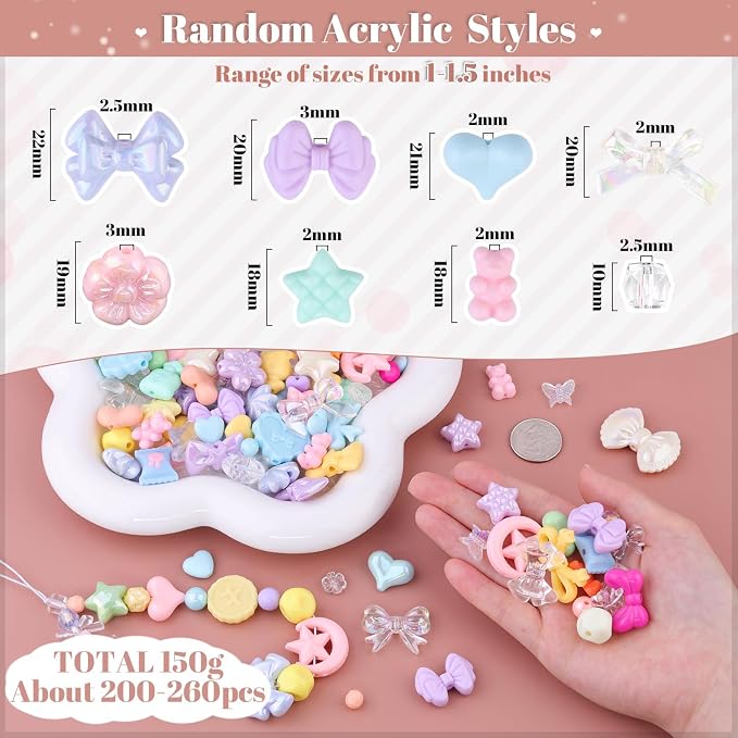 200-260PCS TINKRSTUFF Assorted Macaroon Color Acrylic Beads - Image 2