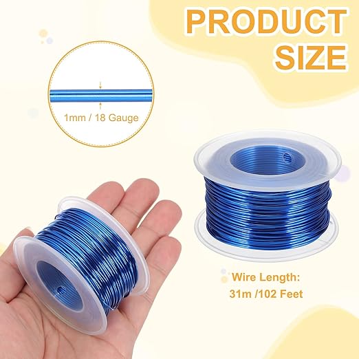 uxcell 18 Gauge / 1mm Anodized Aluminum Wire for Jewelry Craft Making, 102 Feet Bendable Flexible Wire for DIY Home Decor Gardening Sculpture, Dark Blue