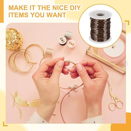 uxcell 16 Gauge / 1.5mm Anodized Aluminum Wire for Jewelry Craft Making, 102 Feet Bendable Flexible Wire for DIY Home Decor Gardening Sculpture, Bronze