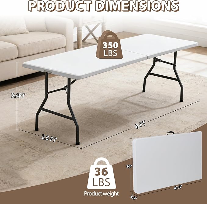 SUPER DEAL 8FT Folding Picnic Table - Image 3