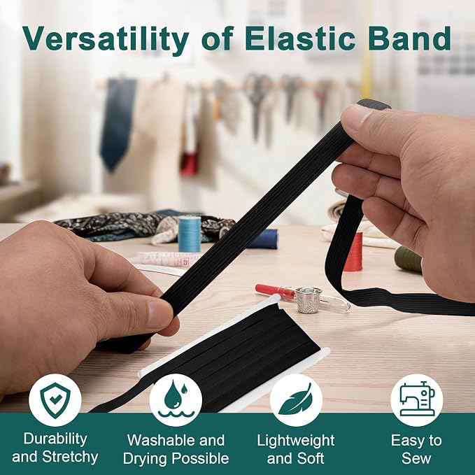 Airisoer 3/8 Inch Elastic Band for Sewing, 12 Yard High Elasticity Sewing - Image 5