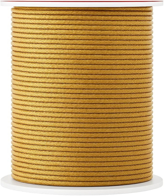 Mandala Crafts 2mm 109 Yards Gold Cotton Waxed Cord for Jewelry Making Bracelet Cord Waxed String - Beading String Thread Jewelry Cords for Necklaces String