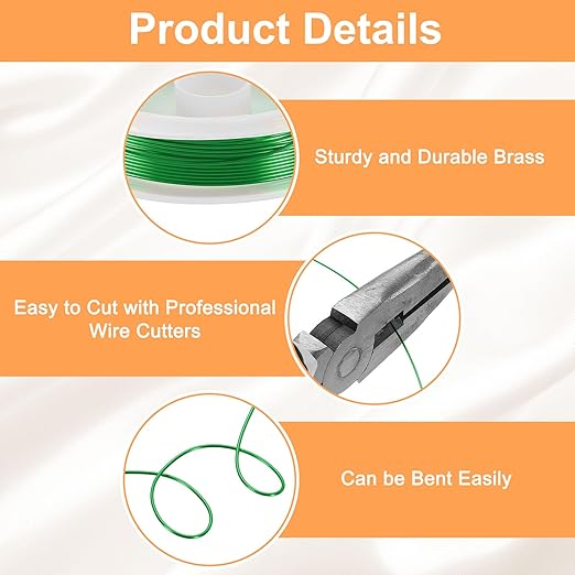 HARFINGTON 13ft Jewelry Wire, 22 Gauge (0.6mm) Brass Craft Soft Metal Tarnish Resistant Copper Beading Wire for Jewelry Making Supplies Crafting, Green
