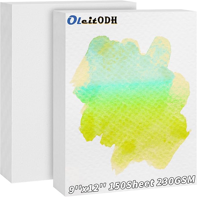 150 Sheets Cotton Watercolor Paper Pad-230GSM Art Paper-9 x 12 inch Painting & Craft Paper, Finger Paints, Watercolor, Tempera, Drawing, Art Room & Home School Crafts