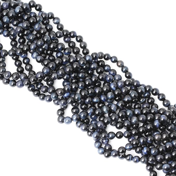 60PCS 6mm Natural Blue Tiger Eye Gemstone Round Loose Beads - Image 4