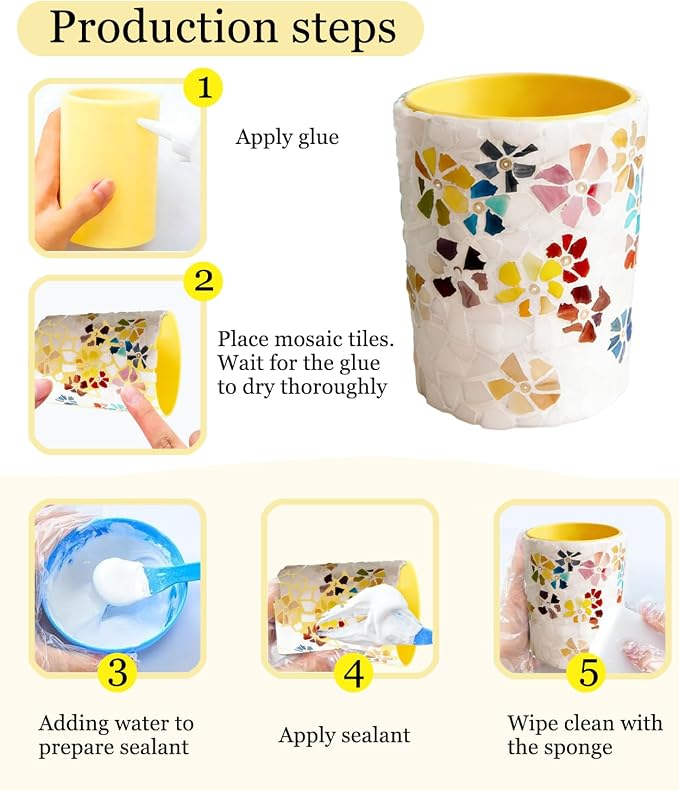 YUCHIYA DIY Glass Mosaic Pen Holder Craft Kit - Image 5