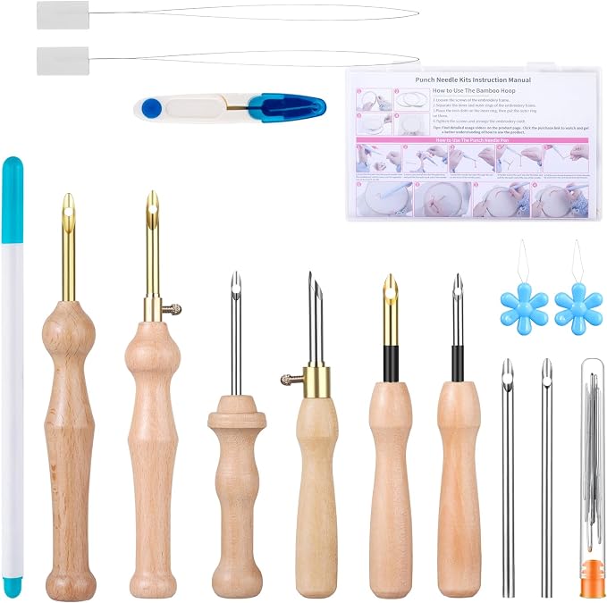 Punch Needle Kit Includes Adjustable Punch Needle Tool by Zuaooz