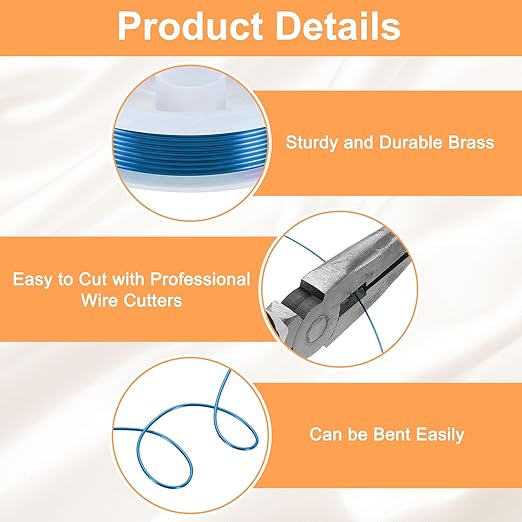HARFINGTON 5ft Jewelry Wire, 18 Gauge (1mm) Brass Craft Soft Metal Tarnish Resistant Copper Beading Wire for Jewelry Making Supplies Crafting, Blue