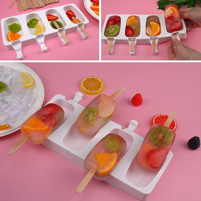 Sakolla 3 Pack 4 Cavity Popsicle Silicone Molds - Image 3