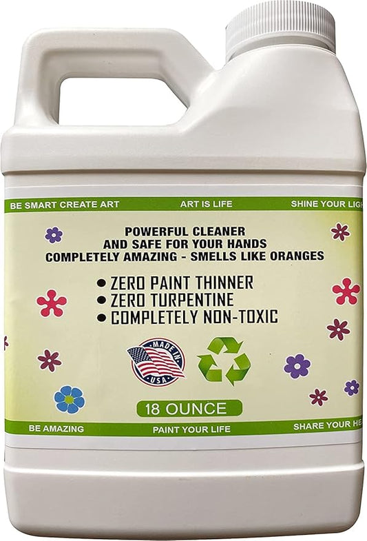 Green Piece® Amazing Paint Brush Cleaner for Paint Cleanup, Wet or Dry Paint, Brushes with Oil or Acrylic Paints, restores Wood Metal – 18 Ounce Completely Nontoxic 100% Natural (Pack of 2)