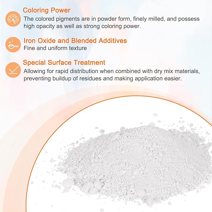 HARFINGTON Iron Oxide Powder Concrete Pigment 325 Mesh 3.5oz (100g) Iron Oxide Grout Pigment for Pastel Tile Paint Concrete Cement, White
