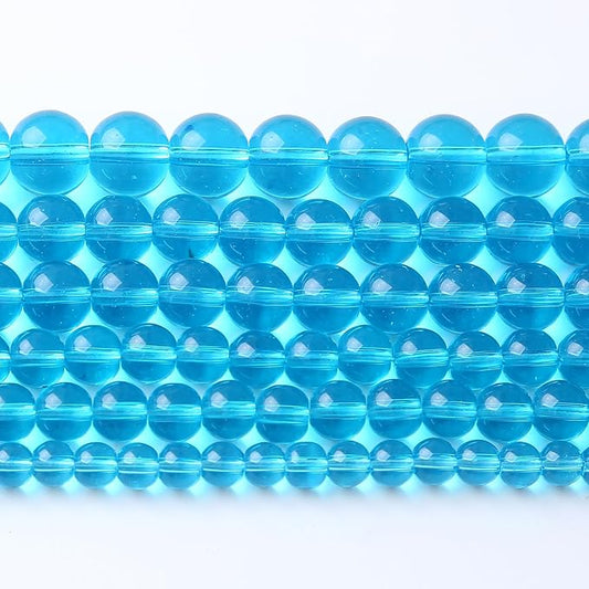 36pcs 10mm Topaz Blue Crystal Glass Beads Round Loose Spacer Beads for Jewelry Making DIY Bracelet Necklace Healing Power Stone Beads (Blue Crystal Glass, 10mm)