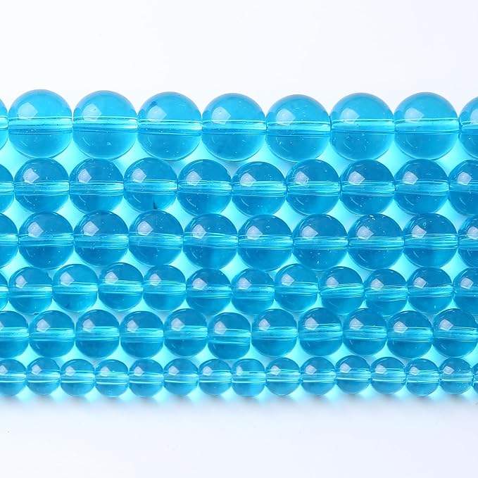 32pcs 12mm Topaz Blue Crystal Glass Beads Round Loose Spacer Beads for Jewelry Making DIY Bracelet Necklace Healing Power Stone