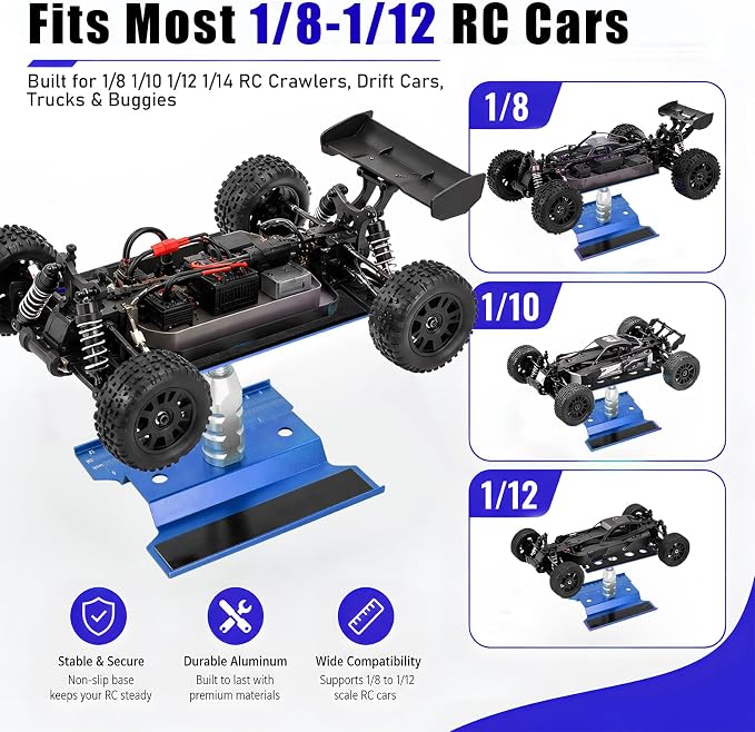RC Car Repair Work Stand Lift Lower Adjustable Workstation Aluminum 360 Degree - Image 5