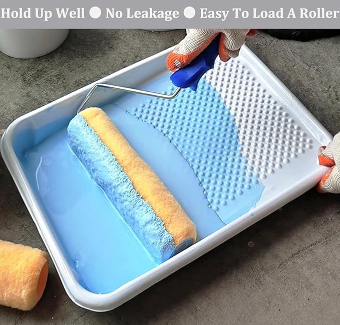 11-Pack 9 inch Disposable Plastic Paint Roller Tray -Come Up with Extra Metal Tray Liner - Ideal for DIY Painting House Projects