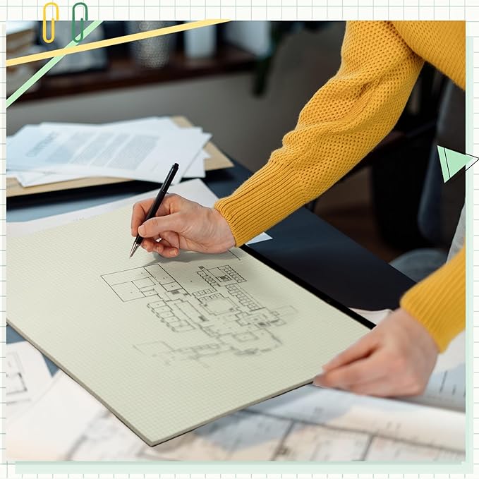 2 Pcs 22 x 17'' Large Engineering Paper Pad 4" x 4" Graph Paper Pad for Blueprint Drawings Drafting Paper Sketching Engineering Pad for Engineer Architect Designer Mathematician(Green Beige)