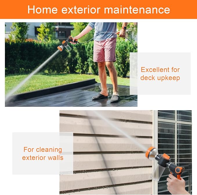 Garden Hose Nozzle, 8 Spray Patterns Dog Wash - Image 6