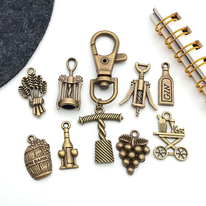 WOCRAFT 60pcs Antique Bronze Wine Bracelet Charms - Image 6
