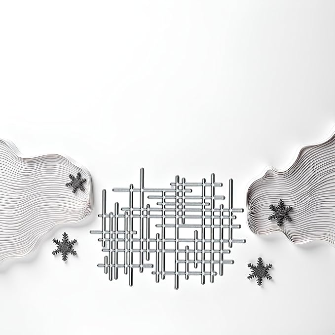 1Pc Silver Irregular Lines Metal Cutting Dies for Card Making, Paper Embossing Die-Cuts Sets, DIY Scrapbooking Photo Album Arts Crafts Templates, Stencils for Holiday Christmas Decoration，Scrapbooking