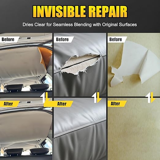 Headliner Repair Glue, Car Headliner Adhesive with Brush, Car Roof Liner Fabric Adhesive, Upholstery Glue for Cars,Headliner Repair Kit, Suitable for Automotive interiors, Fabric, Leather,150ml