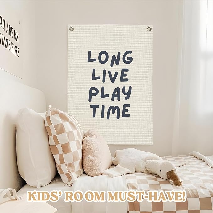 Play Room Wall Decor,Long Live Boyhood Linen Canvas Banner,Playroom Decor Wall Hanging Banner Flag Decor for Toddler Boy Kids Room Nursery Playroom Bedroom 18x25 Inch