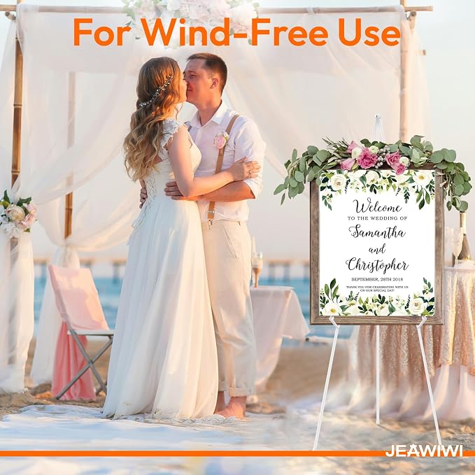 JEAWIWI 3PCS White Easel Stand for Wedding Sign Stand, 66 Inch Lightweight - Image 6