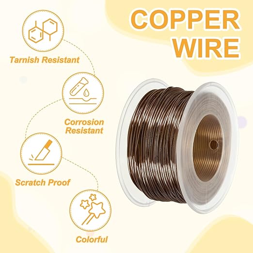 uxcell 18 Gauge / 1mm Anodized Aluminum Wire for Jewelry Craft Making, 102 Feet Bendable Flexible Wire for DIY Home Decor Gardening Sculpture, Bronze
