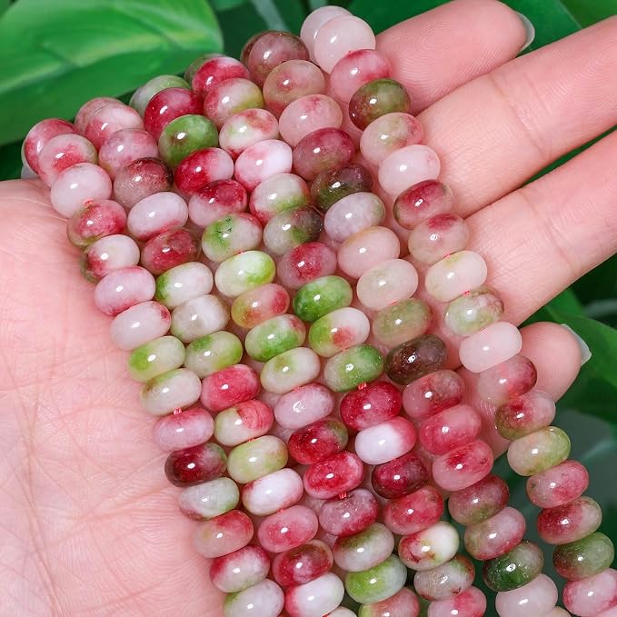 Songxi 5x8mm Natural Watermelon Tourmaline Stone Rondelle Beads, Gemstone - Image 2