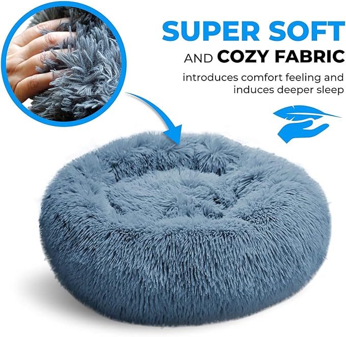 Whiskers & Friends Dog Bed, Round Fluffy Dog Beds - Image 4