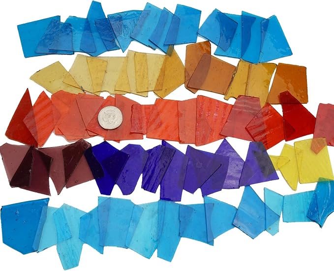 Lanyani Transparent Cathedral Stained Glass Pieces Sheets, Glass Mosaic Tiles - Image 2