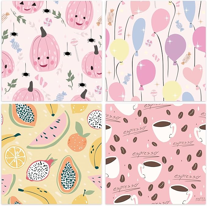24 Sheets 12 Designs Scrapbook Paper Pad,6"×6” Single-Sided Decopodge Craft Cardstock Paper,Christmas Scrapbooking DIY Decorative Background Cardmaking Supplies.Cartoon