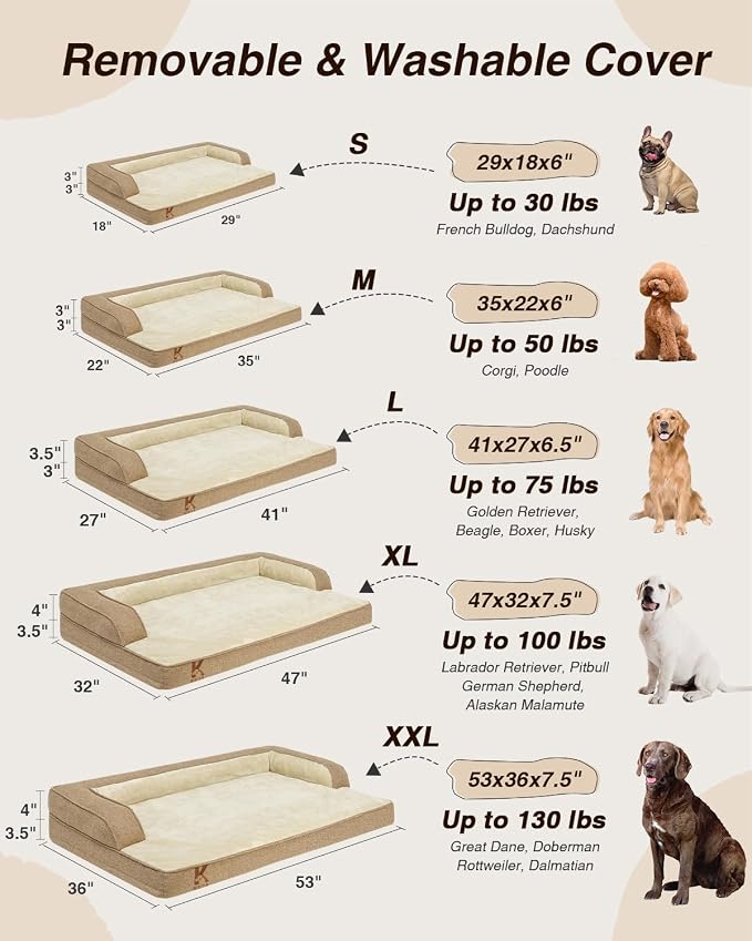 KSIIA Washable Dog Bed XXL Senior Dog, Orthopedic Warm Soft Pet Sofa Waterproof - Image 7