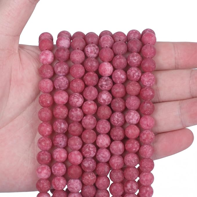 60pcs Natural Matte Red Gemstone Beads，6mm Frosted Round Loose Stone Beads - Image 3
