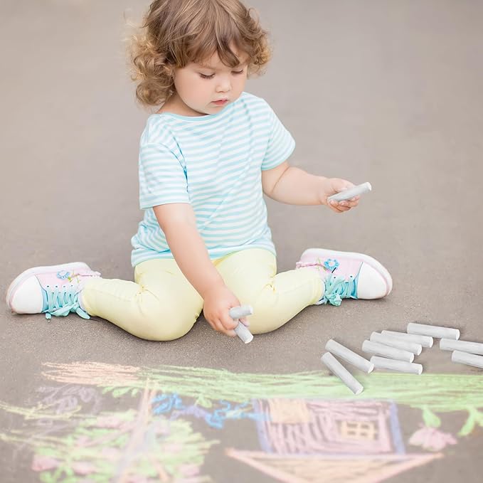 25 Pcs Sidewalk Chalks for Kids Non Toxic Jumbo Chalk for Party Gift Outdoor Art Classroom Play Painting (White)