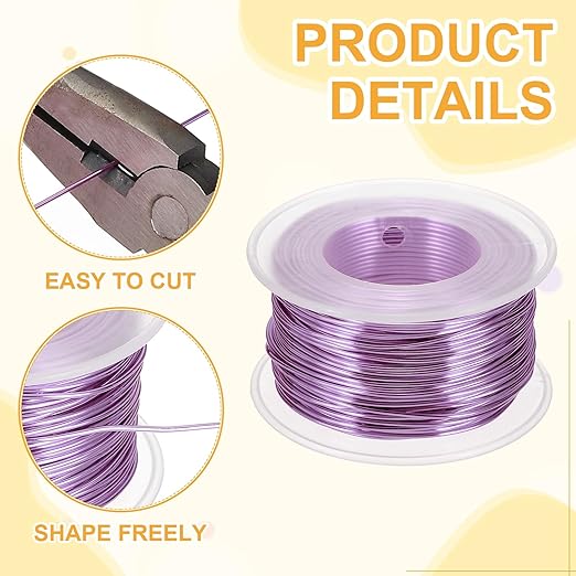 uxcell 18 Gauge / 1mm Anodized Aluminum Wire for Jewelry Craft Making, 102 Feet Bendable Flexible Wire for DIY Home Decor Gardening Sculpture, Light Purple