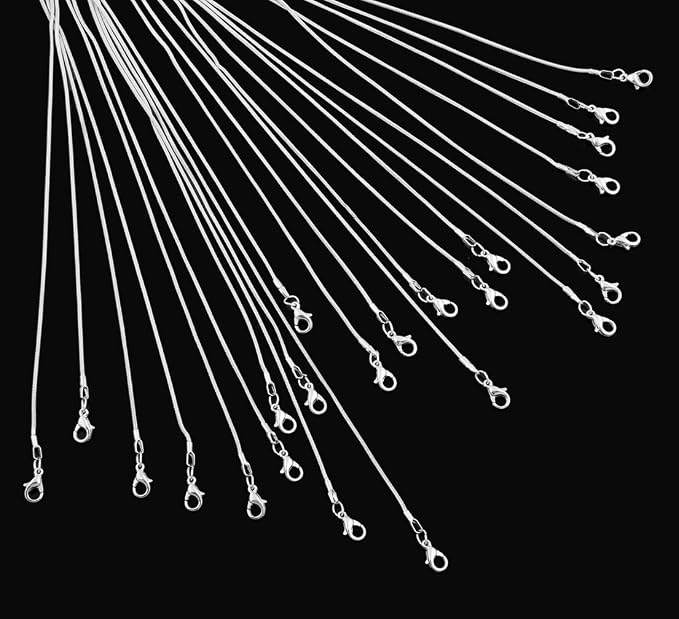Snake Chains Necklace 24pcs 925 Silver Plated 1.2mm DIY Charms Link - Image 7