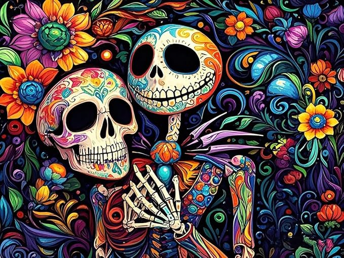 Halloween Stamped Cross Stitch Kits - Skullhead Jack Counted Cross Stitch Kits for Beginners Adults Needlepoint Cross-Stitch Patterns Dimensions Needlecrafts Embroidery Kits Arts and Crafts