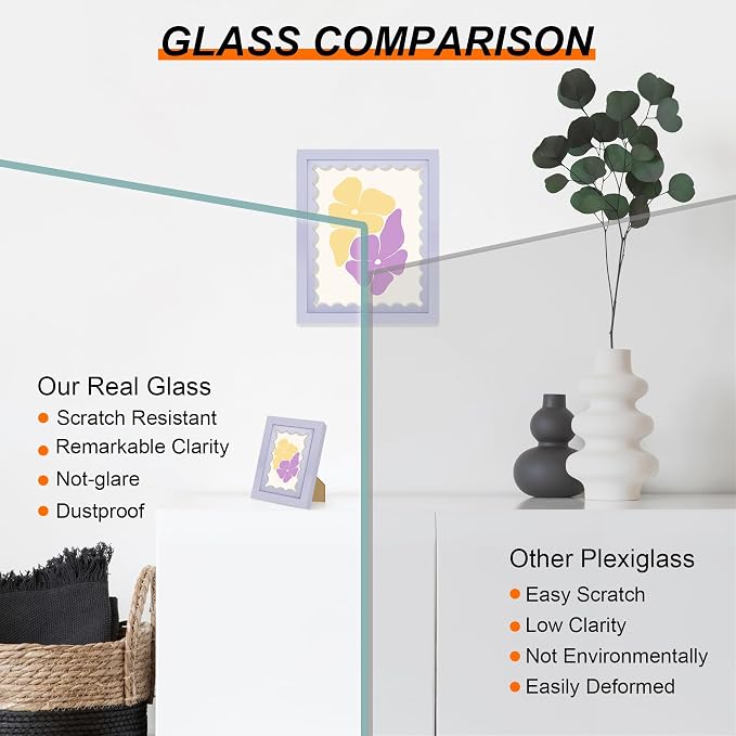 12x16 Picture Frame with Wavy Mat, Wooden Real Glass 12 x 16 Photo Frame - Image 2