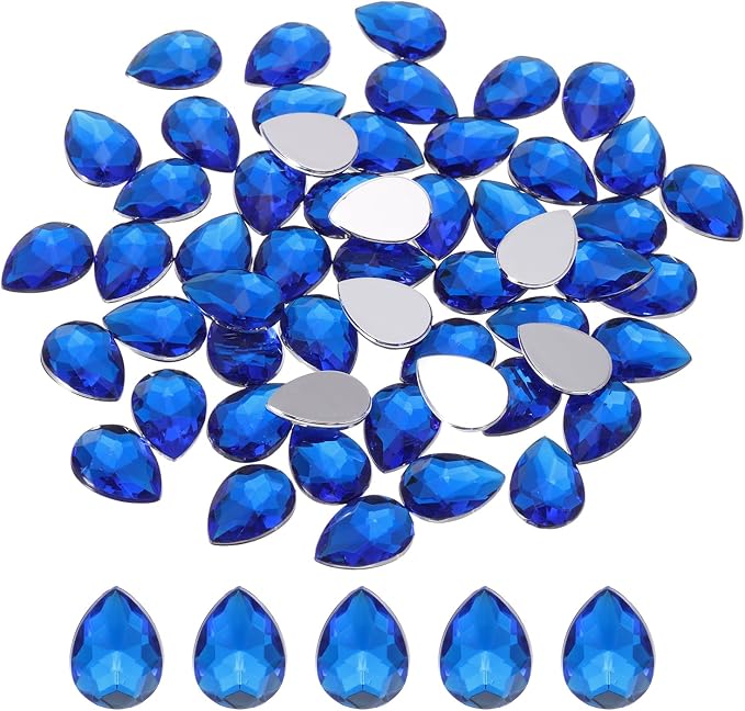 MECCANIXITY 50PCS Flat Back Acrylic Teardrop Gems 10x14mm Artificial Rhinestones by MECCANIXITY